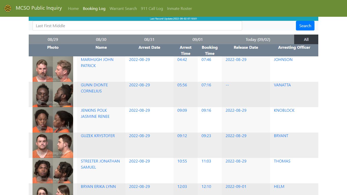 MCSO Public Inquiry: Booking Log - api.mcgtn.org