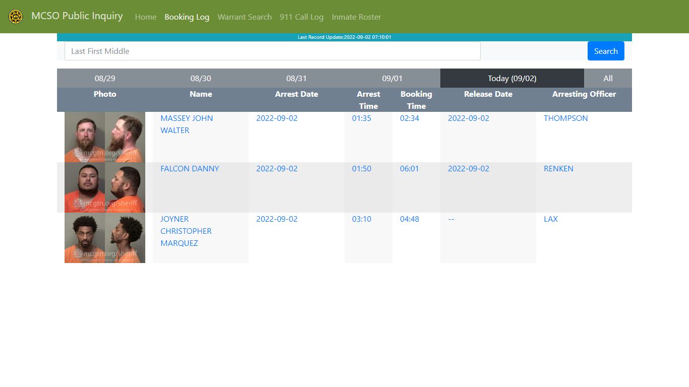 MCSO Public Inquiry: Booking Log - api.mcgtn.org